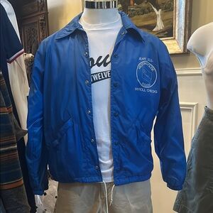 Vintage Sz M Blue windbreaker by Columbia for Ebert Nylon Shell GVC Cool Logo